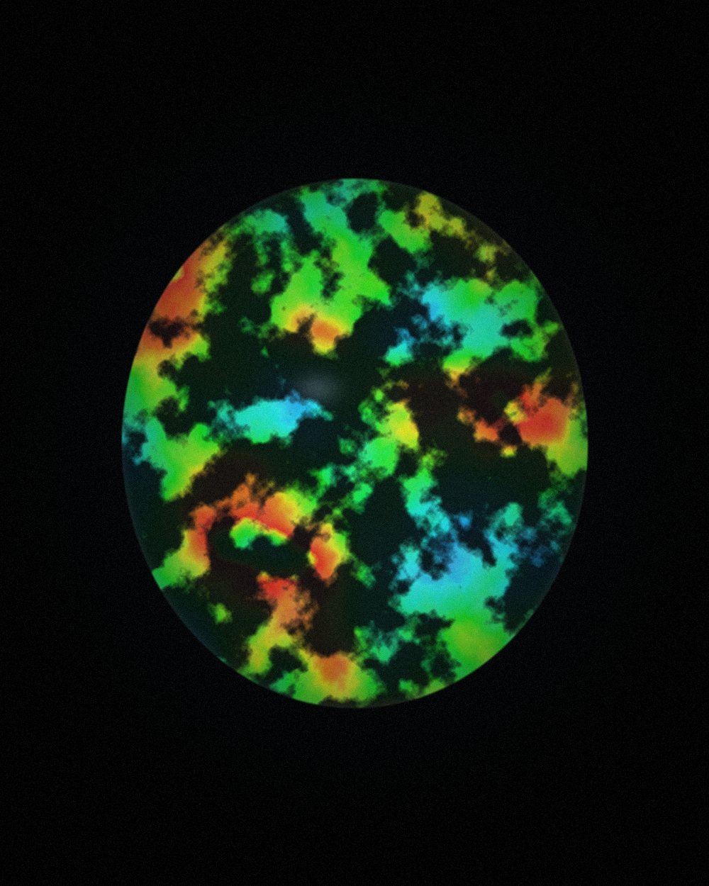 Black opal cabochon showing play-of-colour